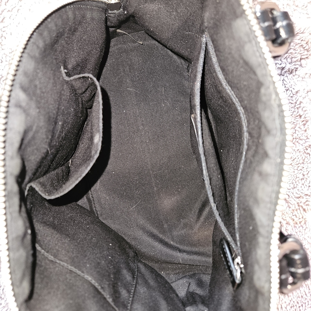 COACH Peyton Signature Cora Domed Satchel Black Grey Monogram Bag F24606 Clean - Picture 10 of 11